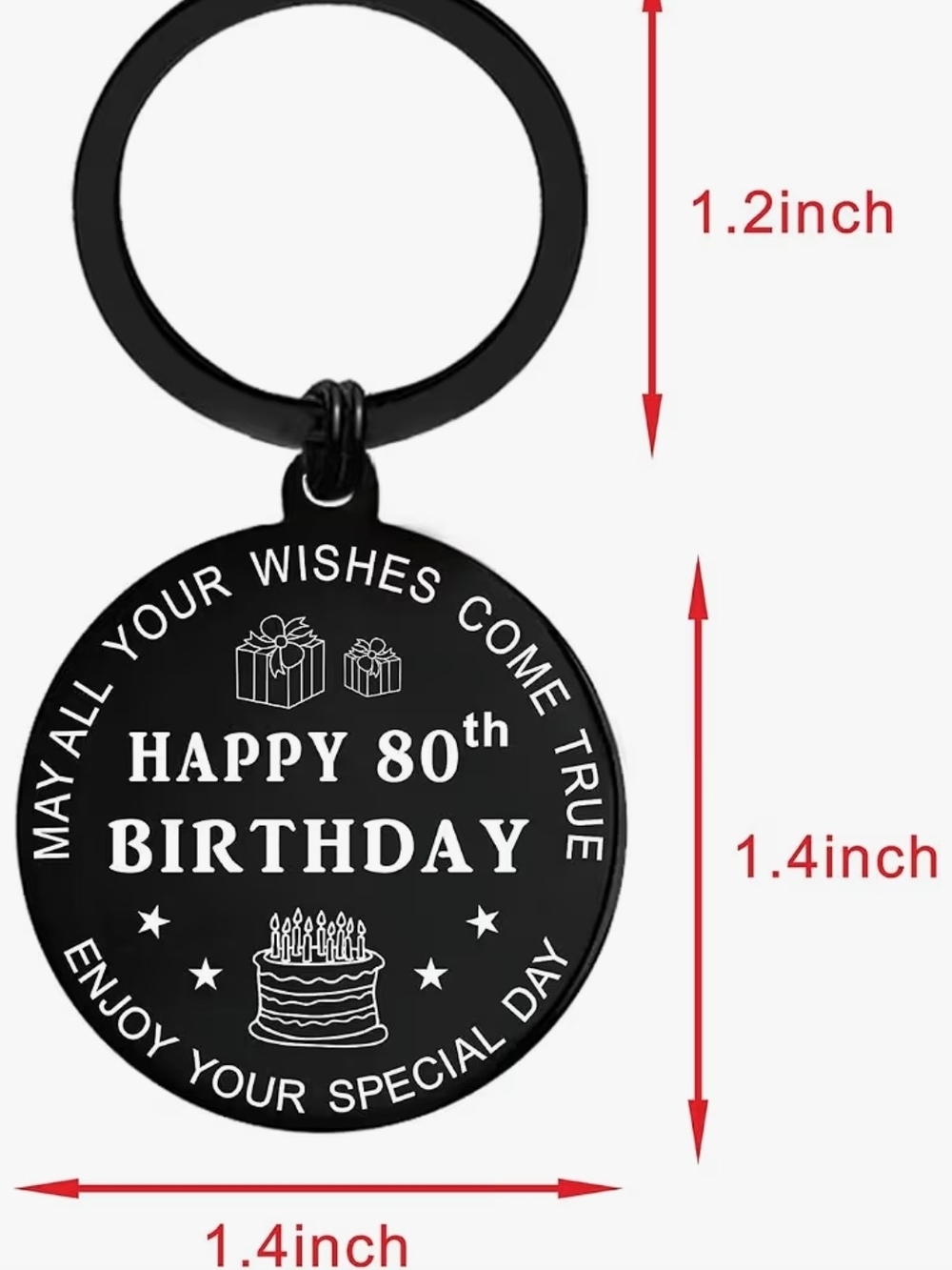 Birthday Keychain for 80th Milestone Gift - Picture 4 of 6